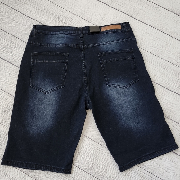 Men's Distressed Denim Shorts - Dark Blue Size 34 and 36 Available - Picture 9 of 11